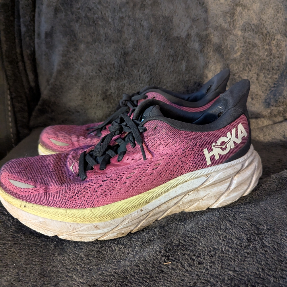 Hoka Women's Athletic Shoes in Pink and Yellow